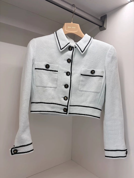 Chanel 95p Barbie Collection Vintage Ice Blue Short Tweed Jacket