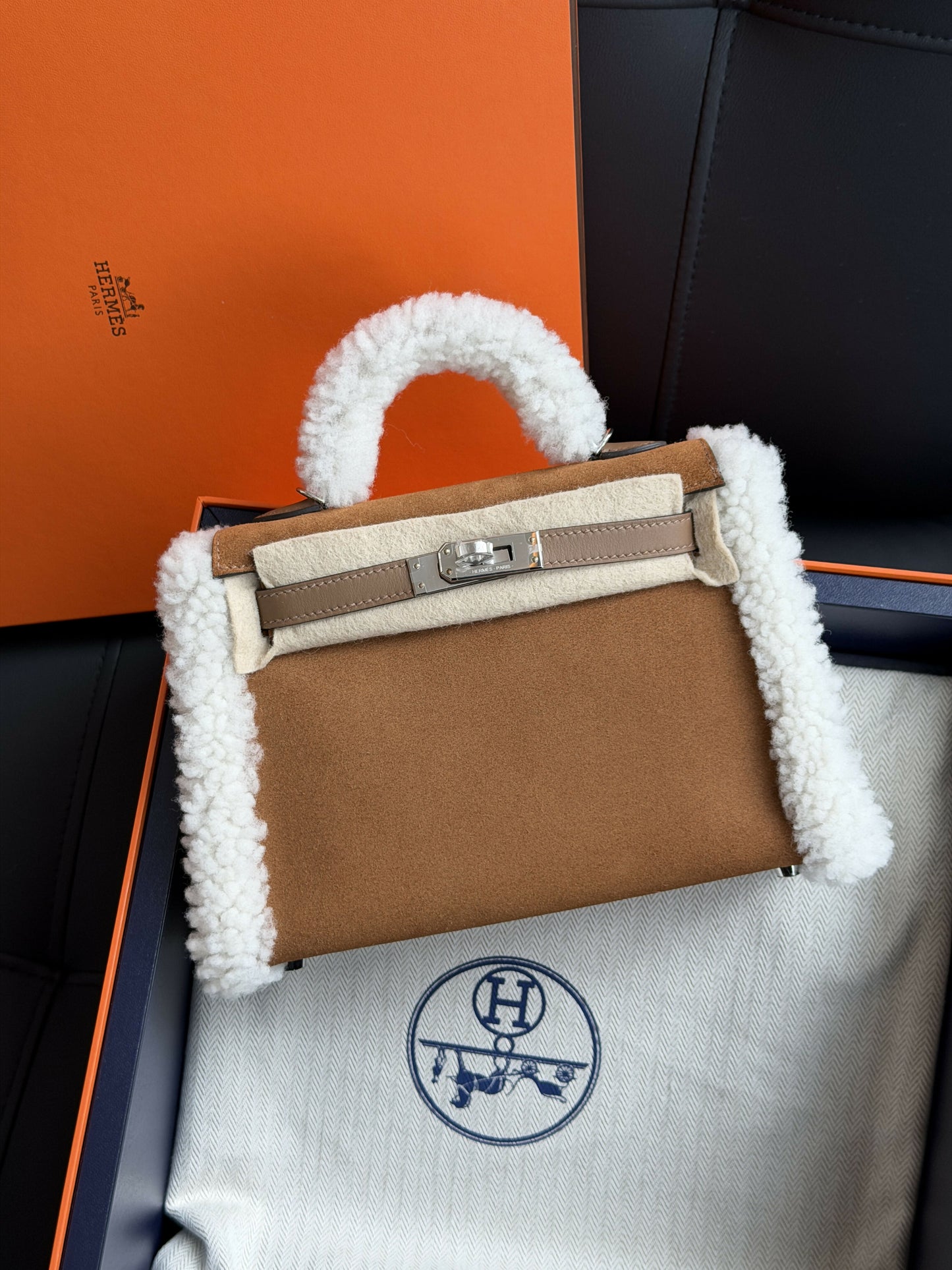 Hermès Mini Kelly II Teddy Gold Shearling & Swift Leather with Gold Hardware
