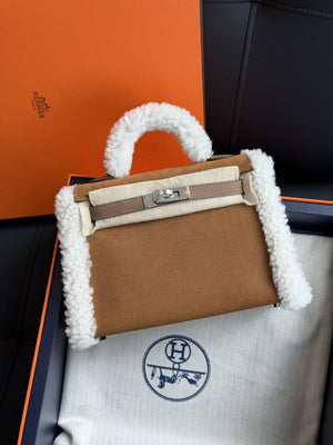 Hermès Mini Kelly II Teddy Gold Shearling & Swift Leather with Gold Hardware