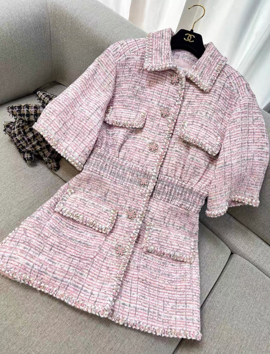 Chanel 19S pink tweed dress