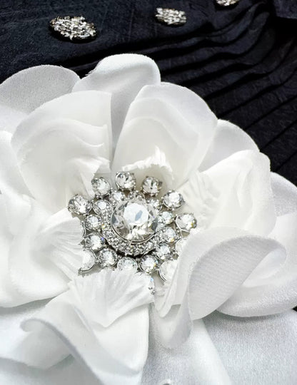 Chanel 25a Haute Couture white silk camellia brooch