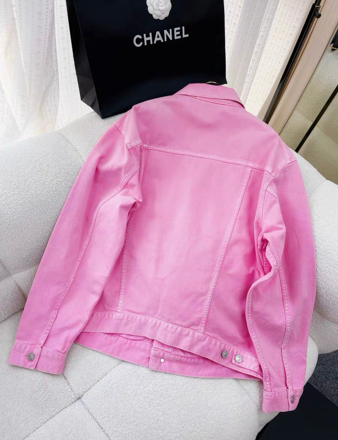 Balenciaga pink denim jacket size 34