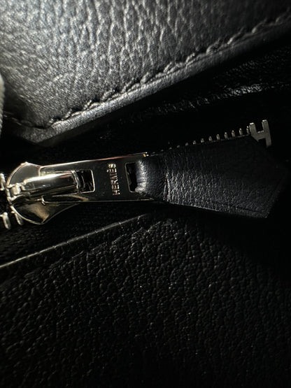 Hermès Birkin 35 Sellier Black Anate Fringe Evercolor leather Palladium Hardware