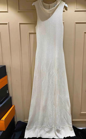 Chanel 99s White Sparkling Long Dress FR38