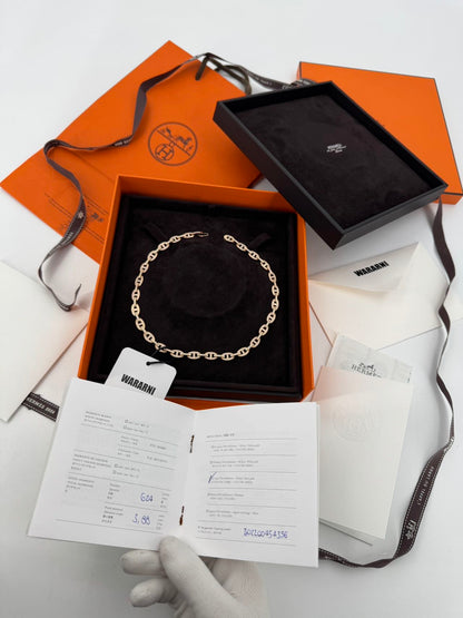 Hermes Chaine d'ancre Enchaine 18k Rose Gold Diamond Link Necklace