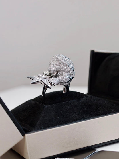 Chanel Lion Head & Star Diamond Ring