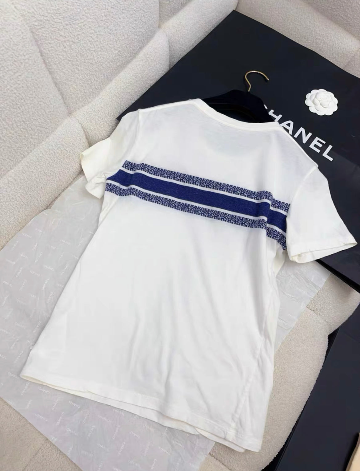 Dior T-Shirt White and Navy Blue Cotton Jersey size XS