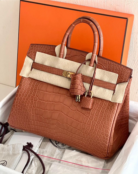 HERMÈS BIRKIN 25 GOLD MATTE ALLIGATOR GOLD HARDWARE