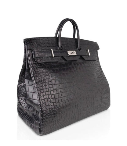 Hermes Hac 50 Birkin Black Matte Porosus Crocodile Palladium Hardware