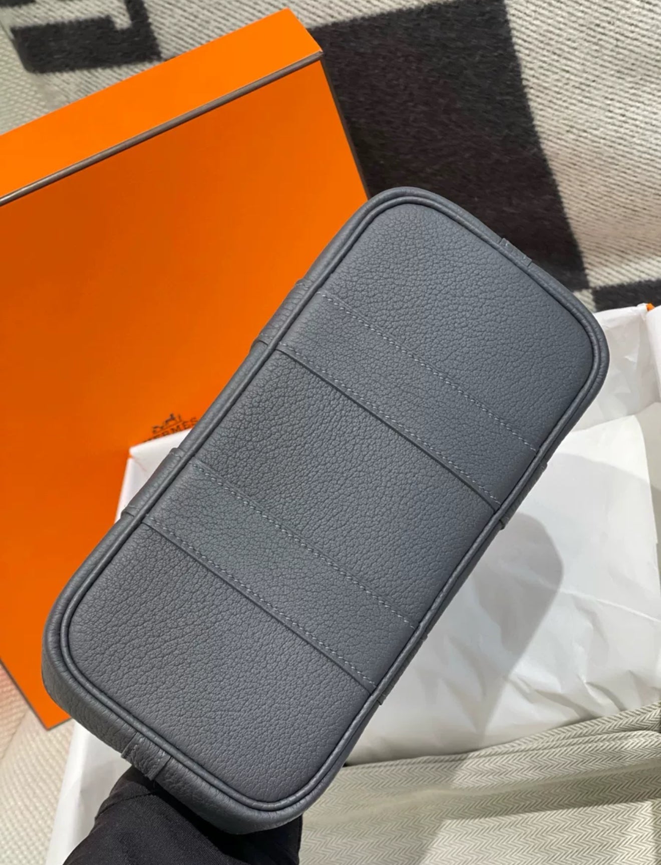 Hermès Neo Garden Party 23 Grey Cotton Canvas Palladium Hardware