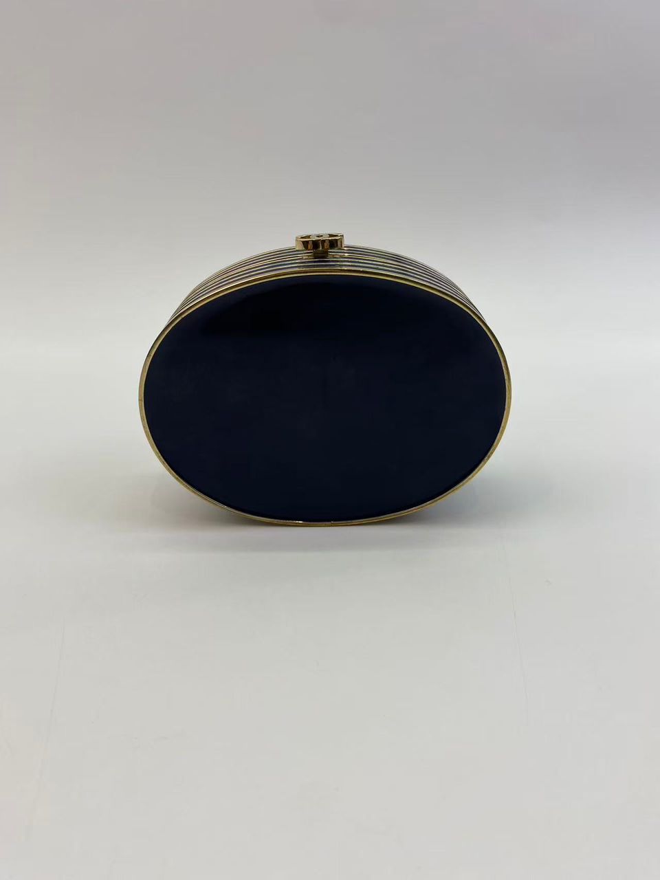 CHANEL 2007 Horoscope Navy Blue Metal Gripoix Gold Crystal Small Mini Minaudière Bag