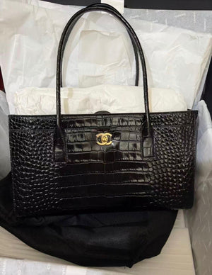 Chanel 26S Black shopping bag  Crocodile embossed calfskin leather with gold hardware