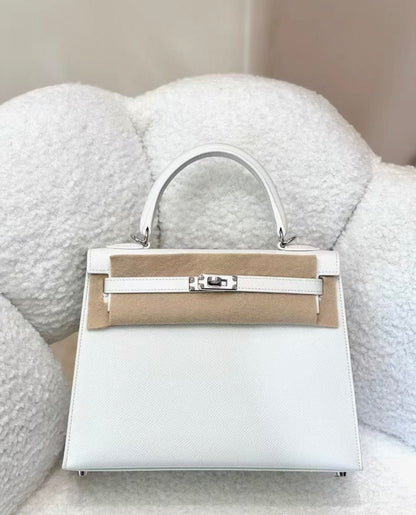 Hermès Kelly 25 01 Pure White Epsom leather palladium hardware