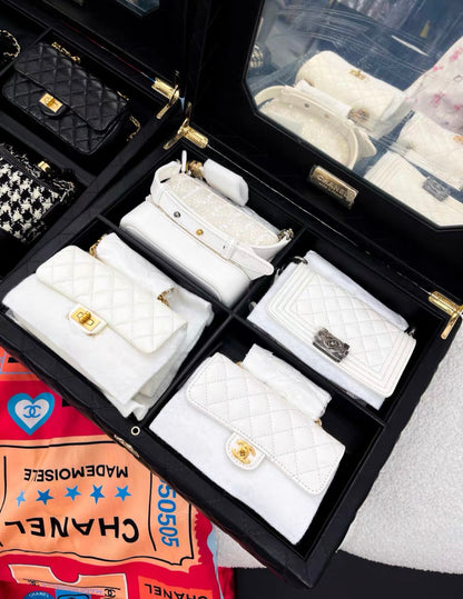 Chanel Success Story Set Of 4 white Mini Bags with Quilted Trunk