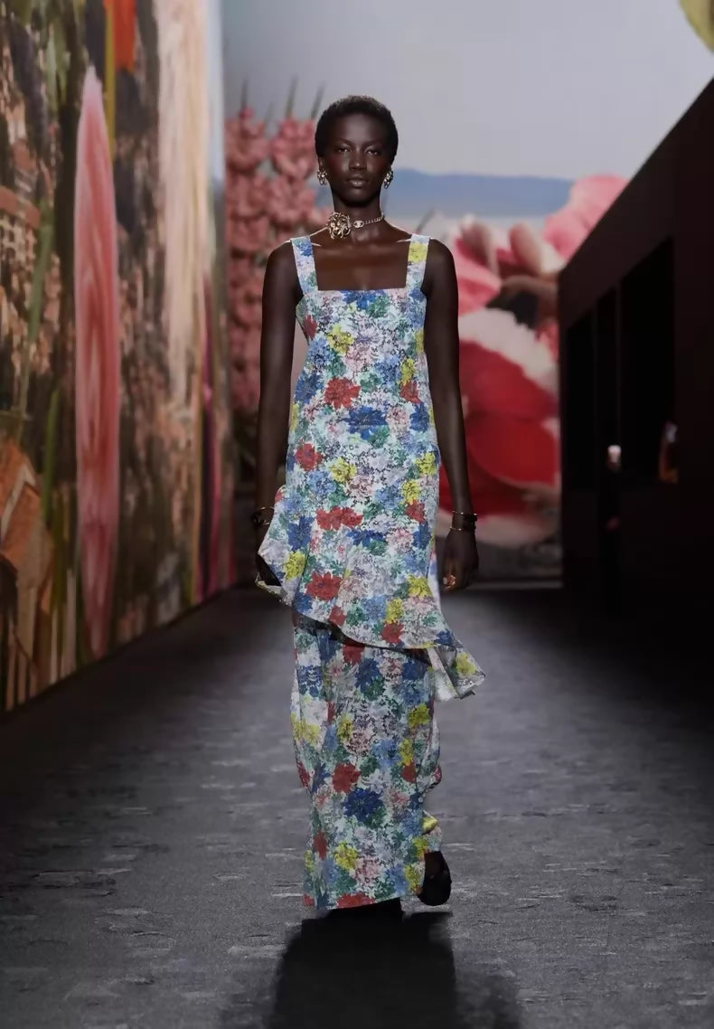 Chanel 24S multicolour floral lace dress
