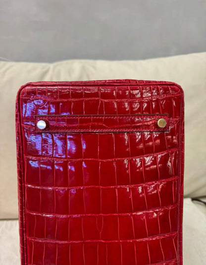 Hermes Birkin 35 Braise Red POROSUS Crocodile With Gold Hardware Handbag