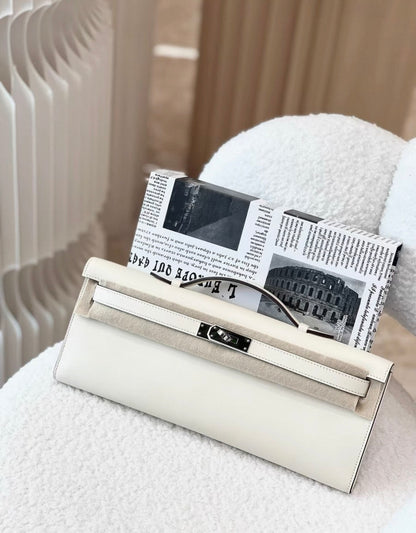 Hermes Kelly cut Nata swift leather palladium hardware