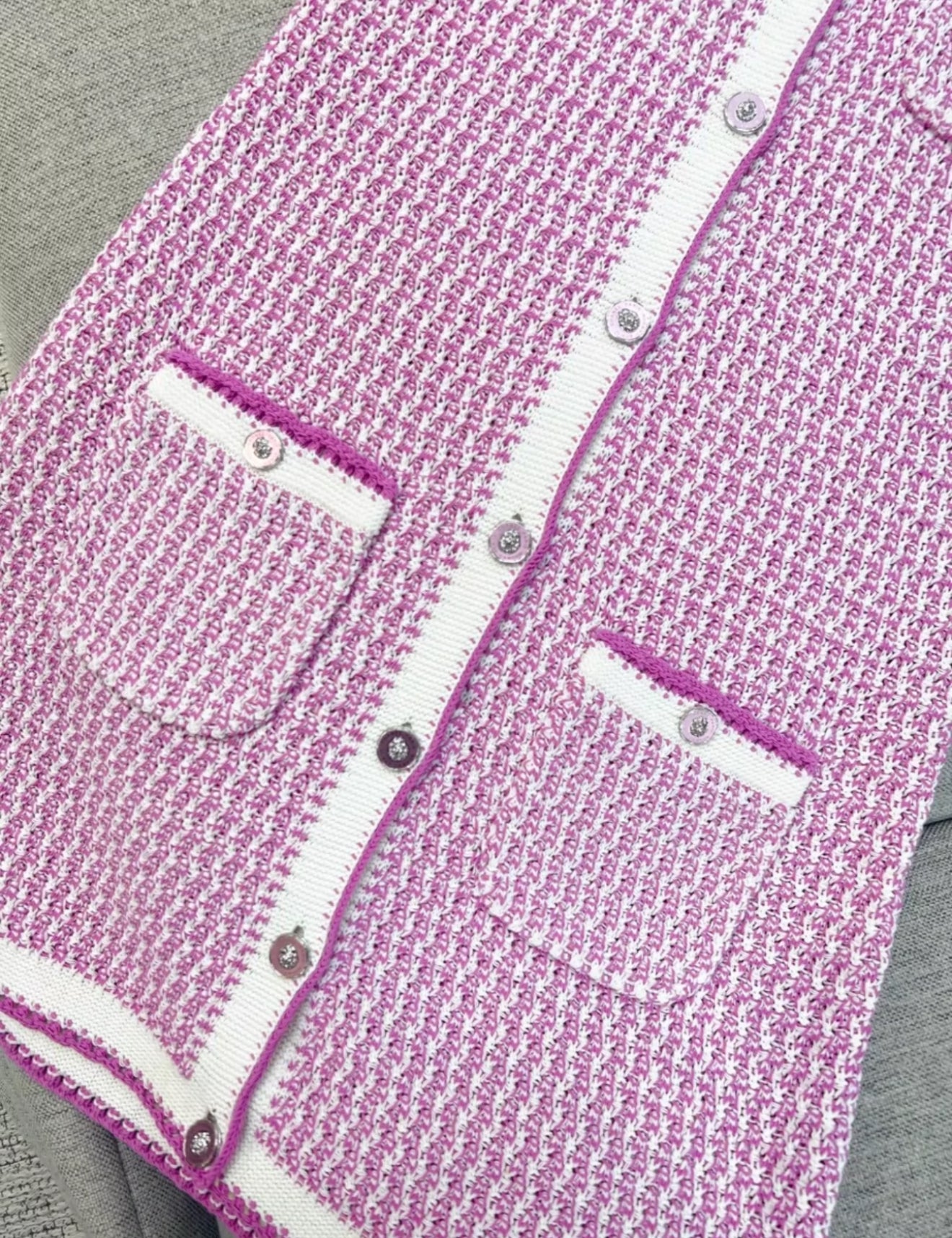 Chanel 22p pink cotton knitted dress
