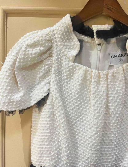 Chanel 11A Black & White Mesh Dress