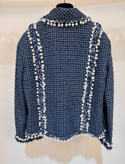 Chanel 10P Blue tweed with pearls