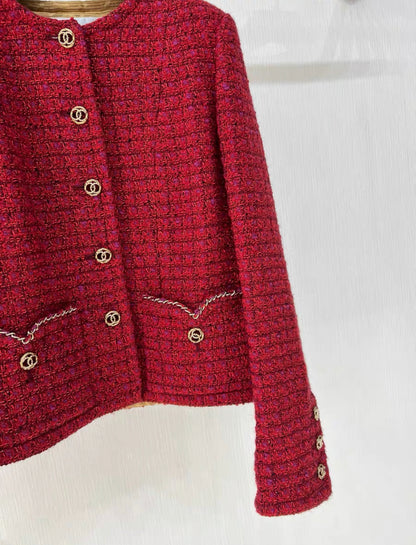 Chanel 23B Red tweed jacket size 34