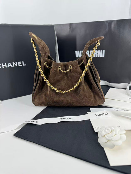 Chanel 25 bag small brown suede brand new