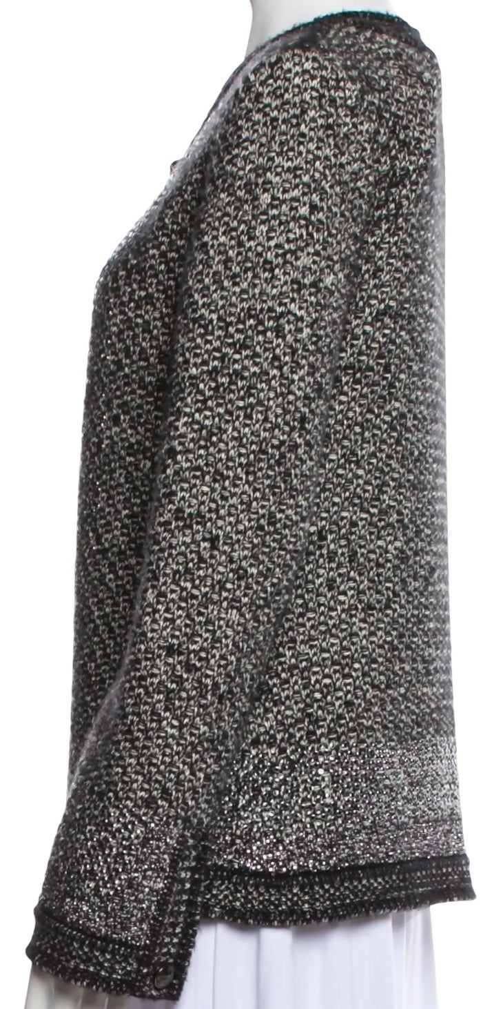 Chanel 11A Tweed Cashmere Swarovski Crystals Cardigan Sweater FR 34