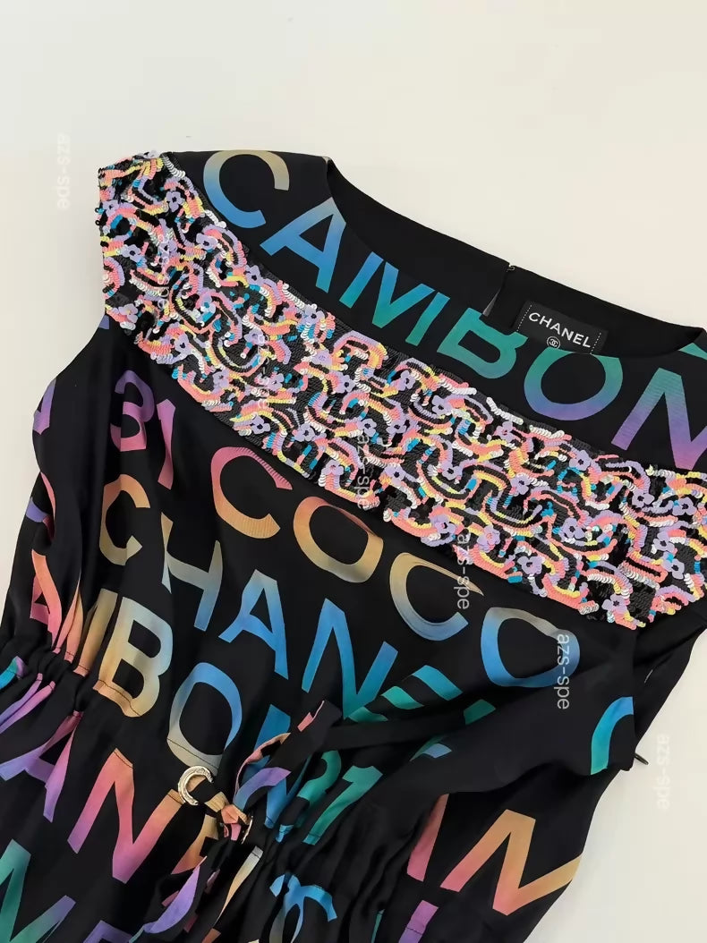 Chanel 24C black multicolour Silk Embroidered Dress