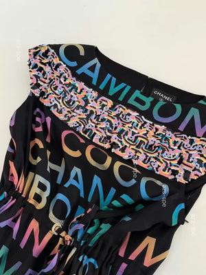 Chanel 24C black multicolour Silk Embroidered Dress