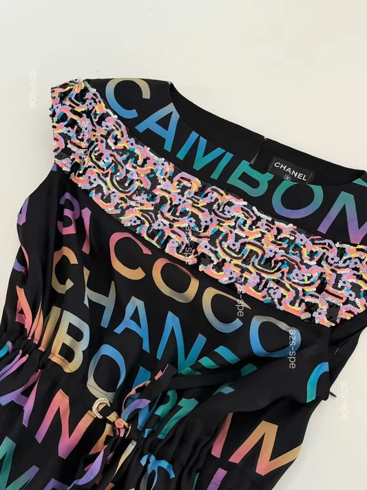 Chanel 24C black multicolour Silk Embroidered Dress