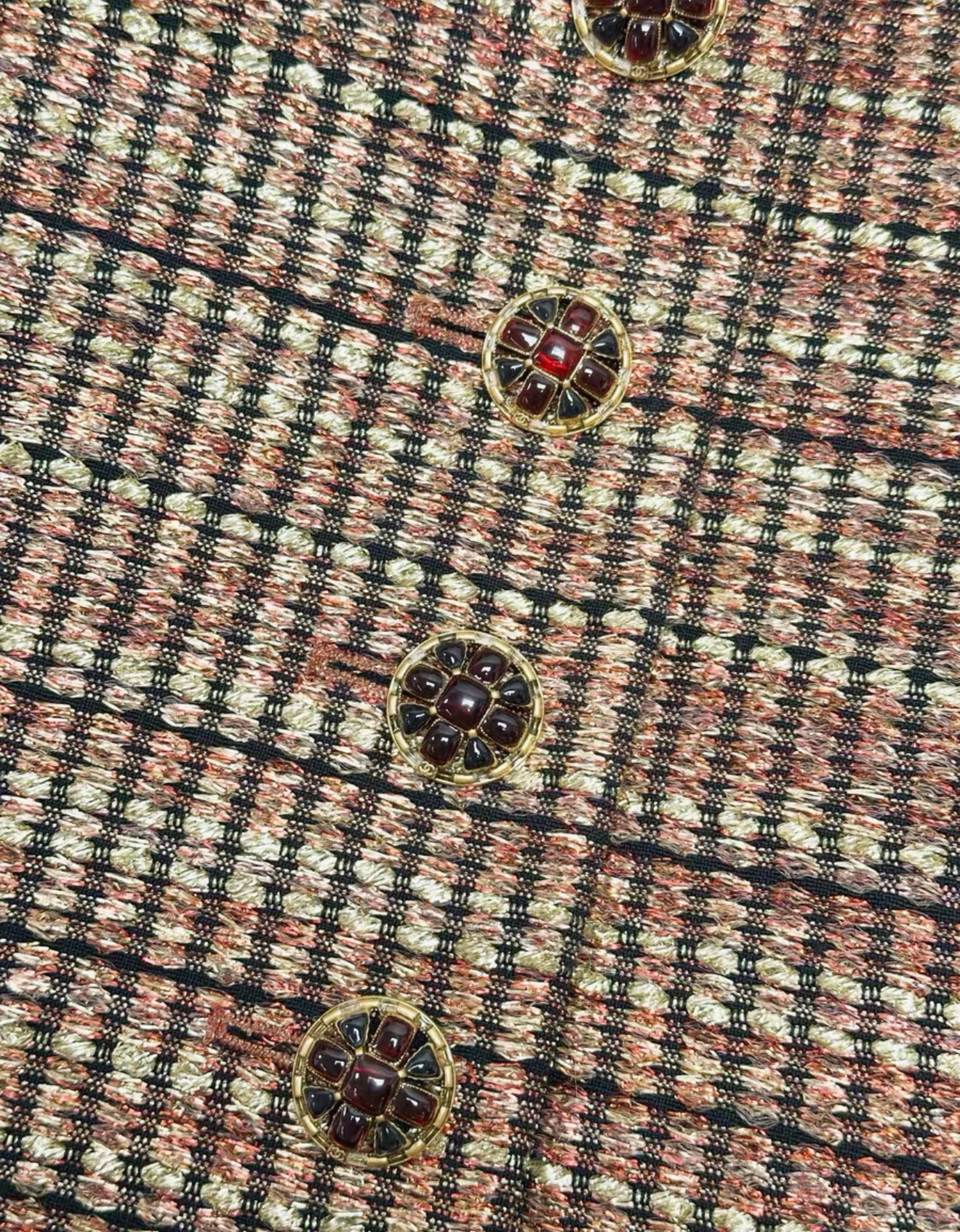 Chanel 19A Gold/Red/Black Tweed Jacket with Golden Beetle Belt