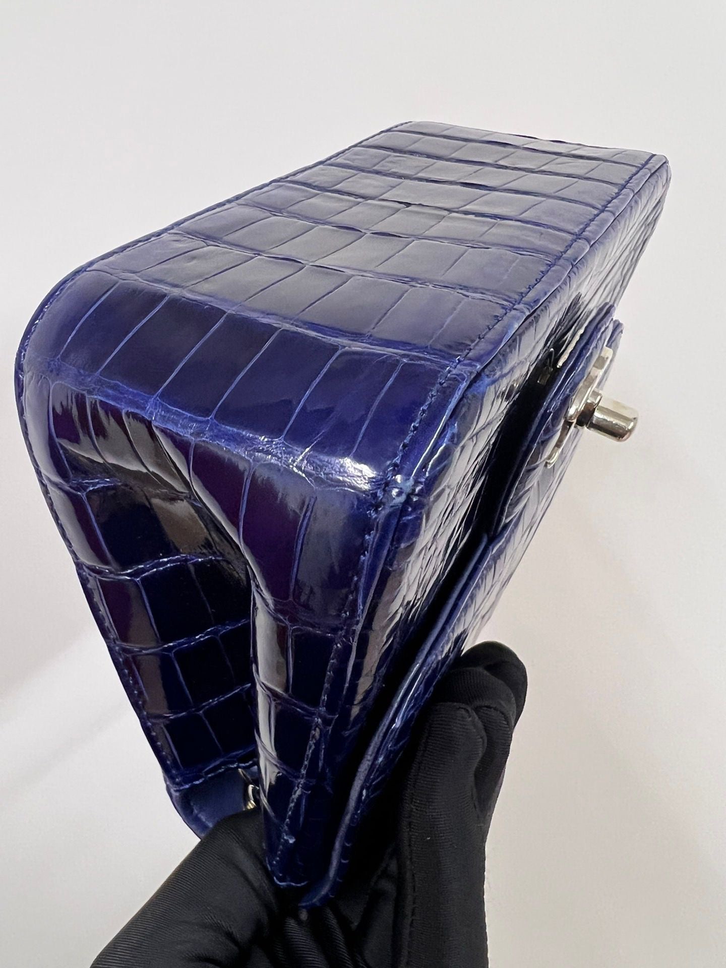 Chanel Blue Alligator mini square Flap Bag