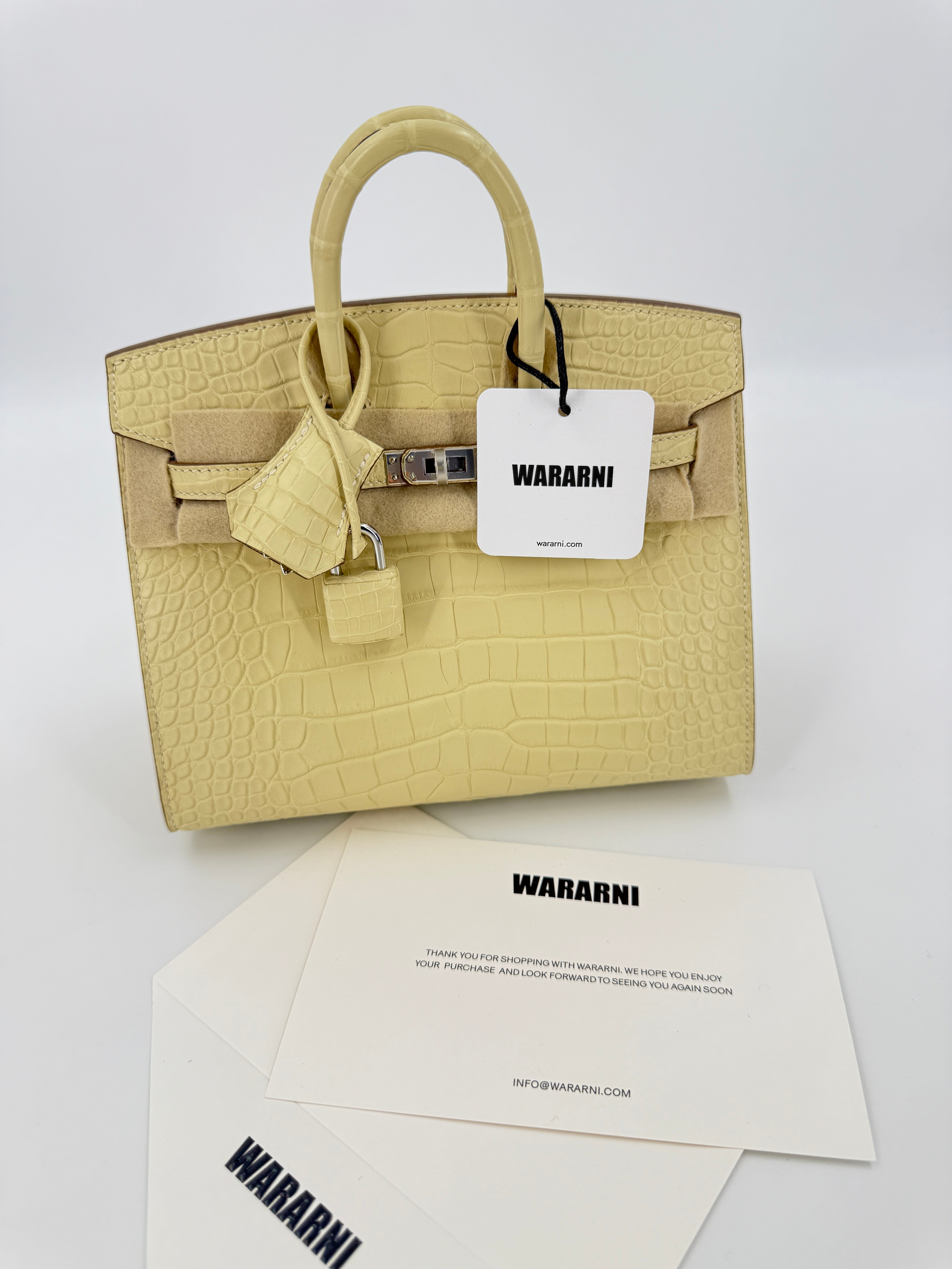 Hermes Birkin 20 Y1 Vanille Matte Alligator Leather Palladium