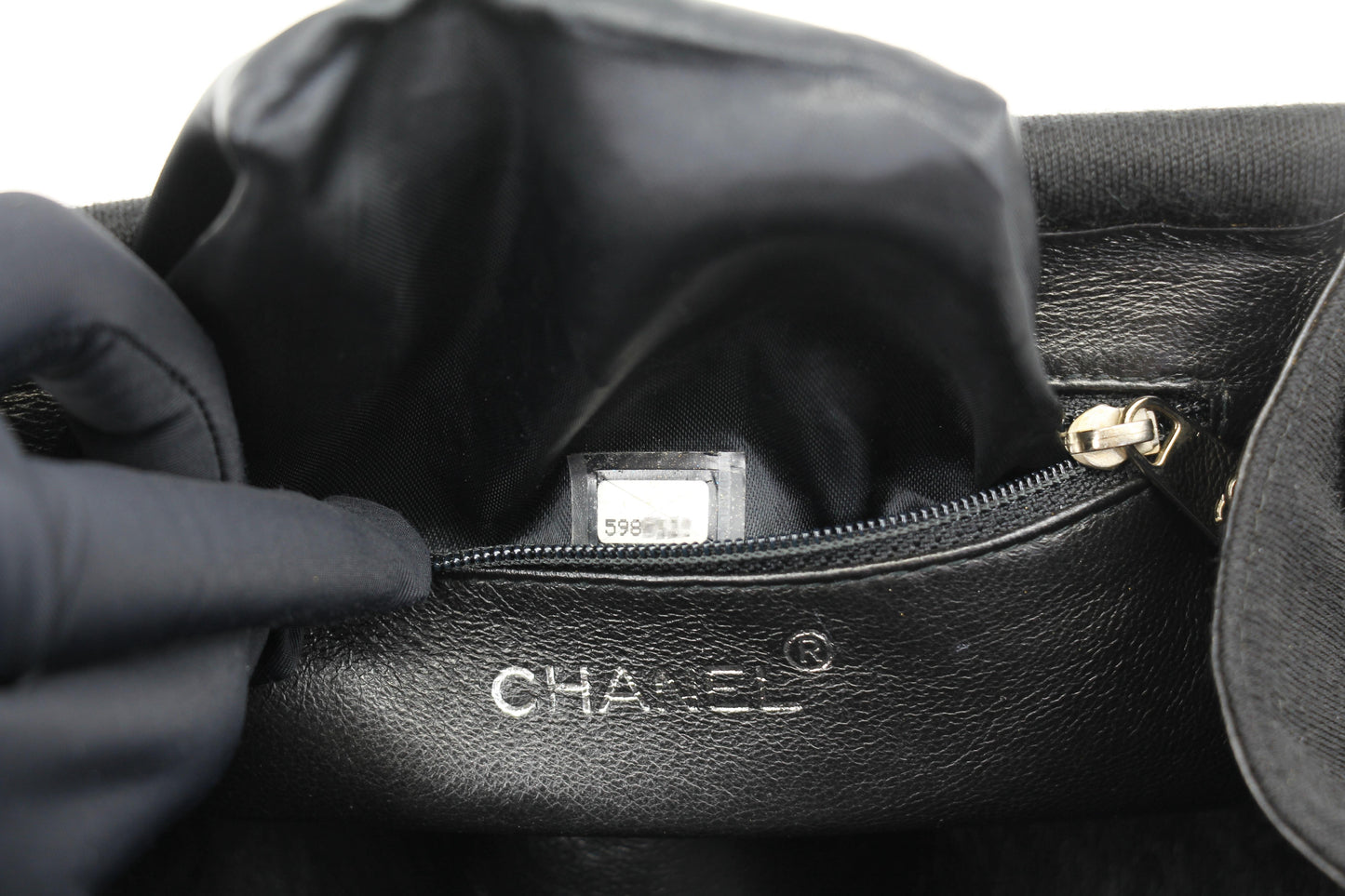 Chanel vintage black clutch with silver hardware handle
