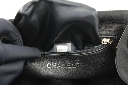 Chanel vintage black clutch with silver hardware handle