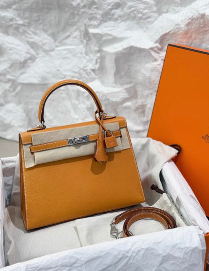 Hermès Kelly 25 1H toffee Epsom leather palladium hardware