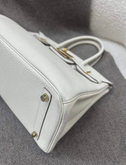 Hermes BIRKIN 30 Cream White Platinum Buckle TOGO leather