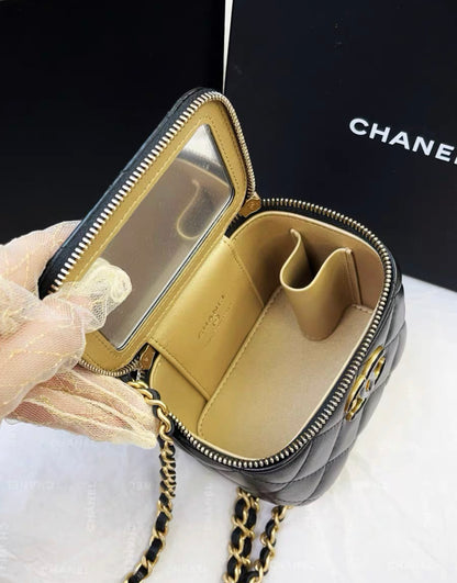 Chanel 24A Black Clutch With Chain