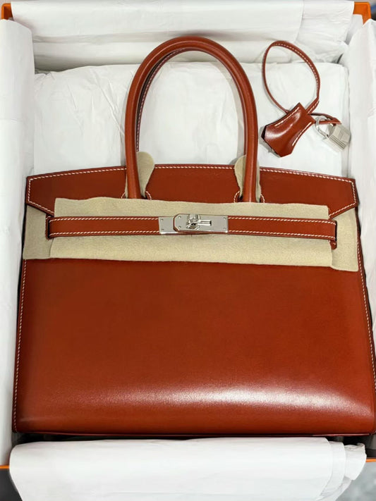 Hermes Birkin 30 Brique box leather palladium hardware