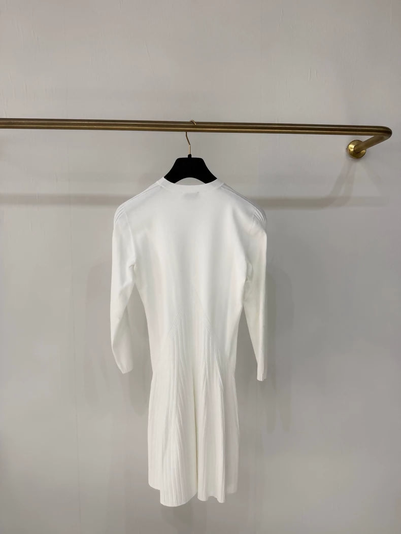 Chanel 24B White Double C Knit Dress