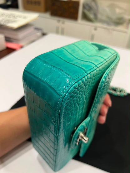 Mini Chanel green iridescent flap bag