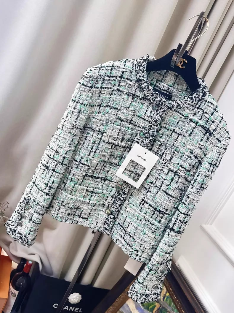 Chanel 26s green tweed jacket