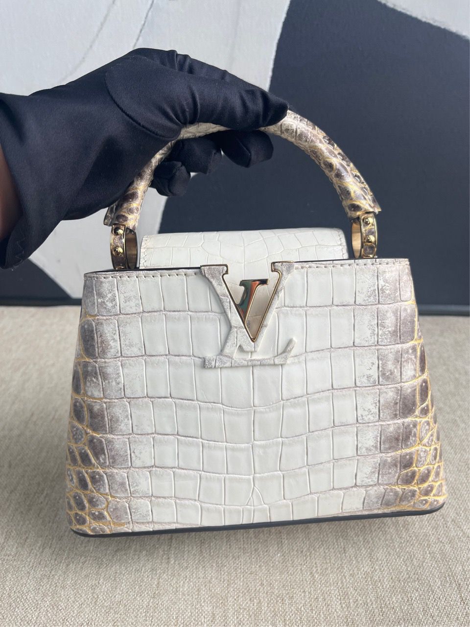 Louis Vuitton White Matte Himalaya Crocodile Mini Capucines