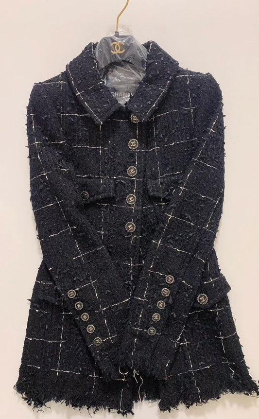 Chanel 22C Black Tweed Jacket - size 38