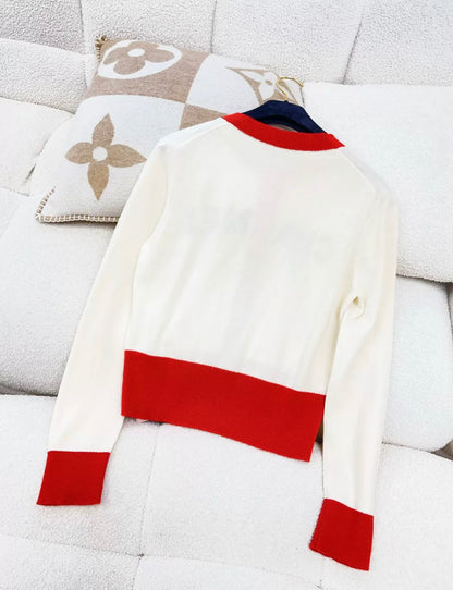 Chanel Cardigan 2019, White and red size 38