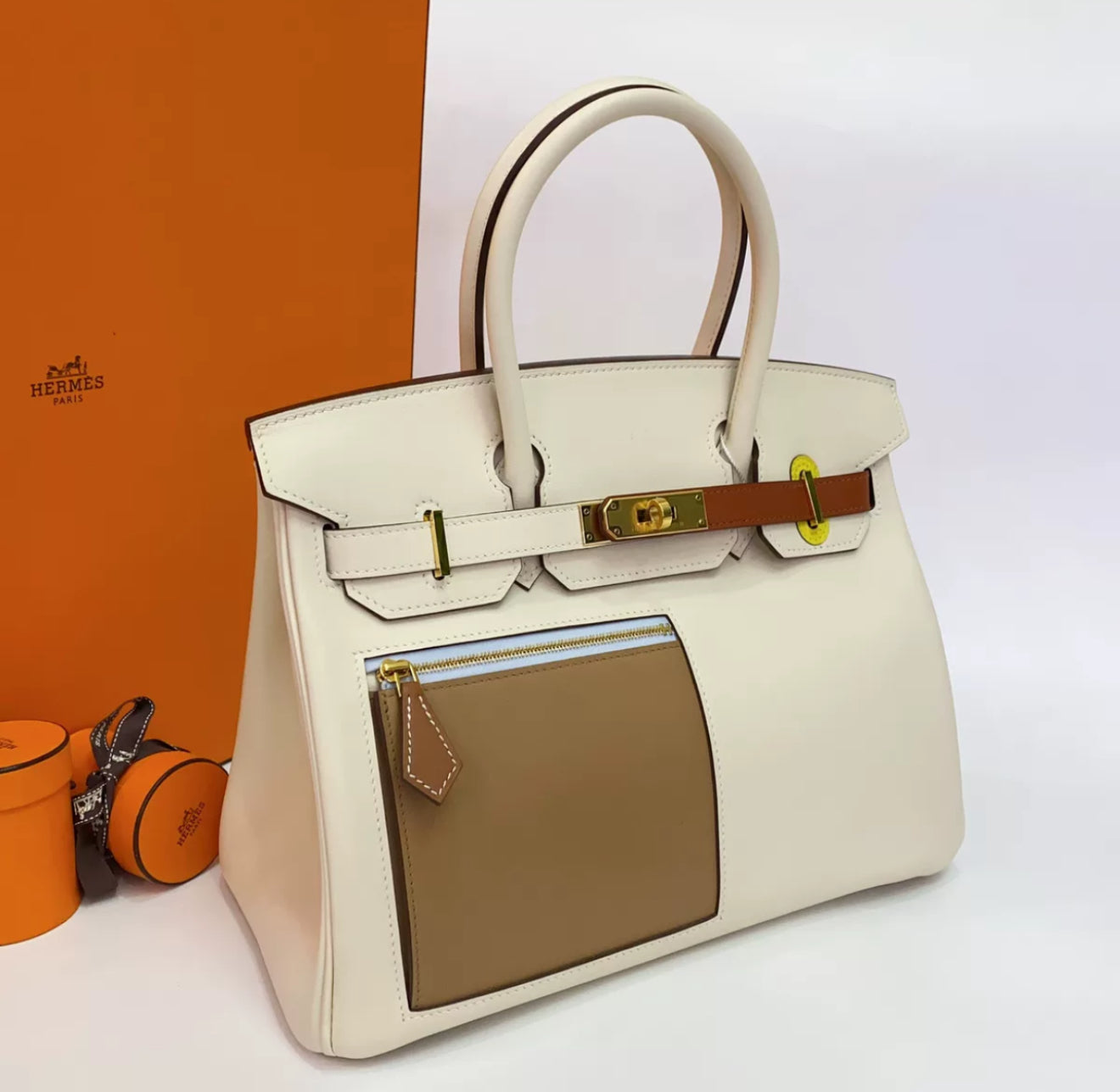 Hermès Birkin 30 Limited Edititon Swift Colormatic in Nata, Cuivre