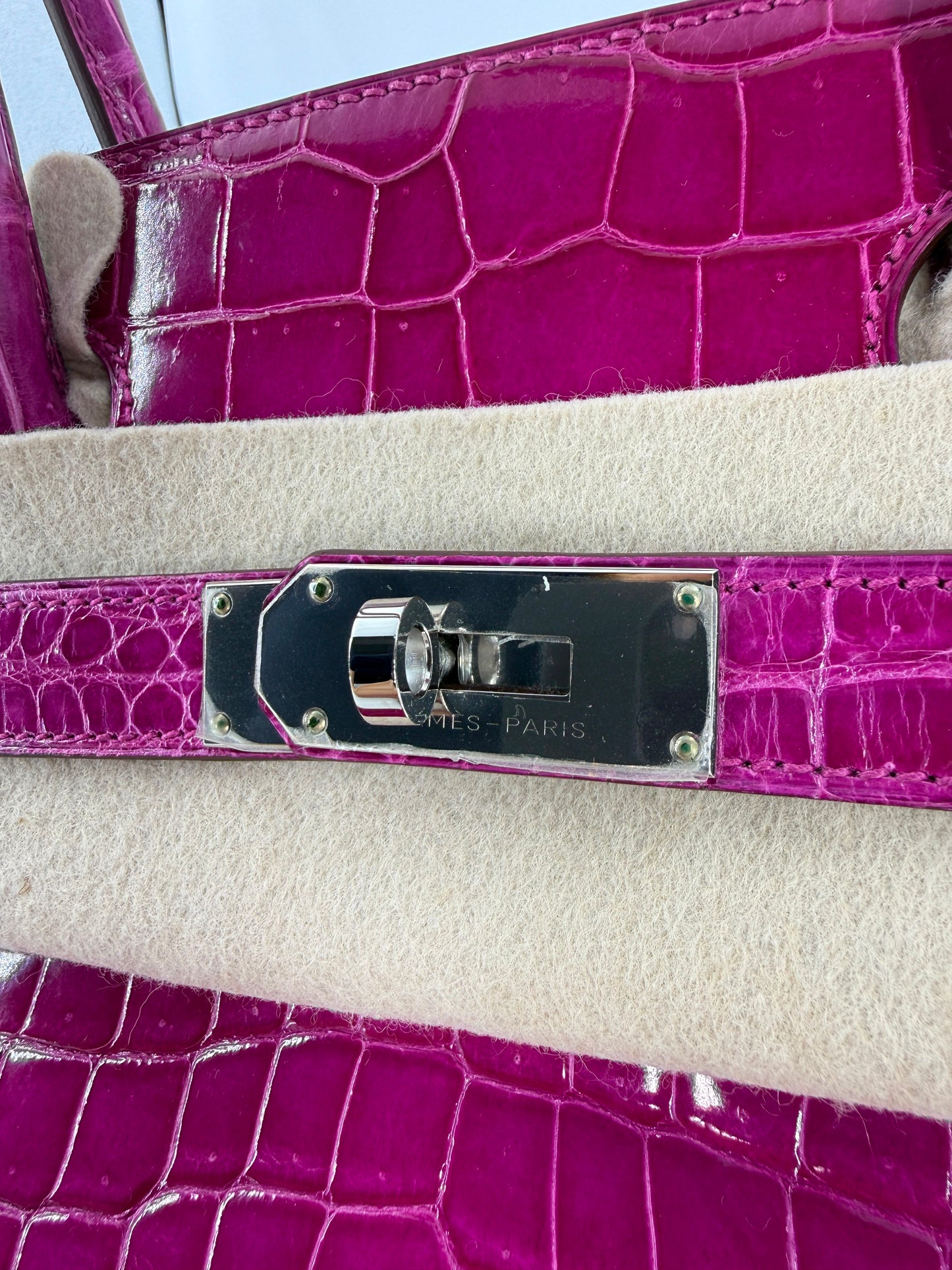 Hermes JPG Birkin Shoulder 5J Rose Scheherezade Shiny Porosus Crocodile leather palladium hardware