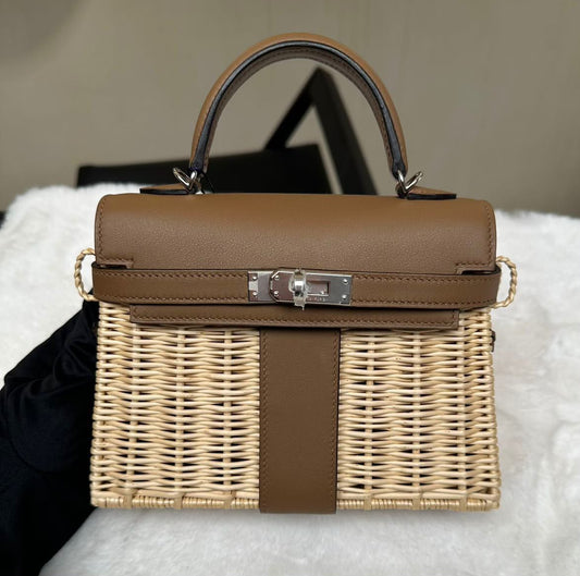 Hermes mini Kelly 20 picnic Alezan palladium hardware