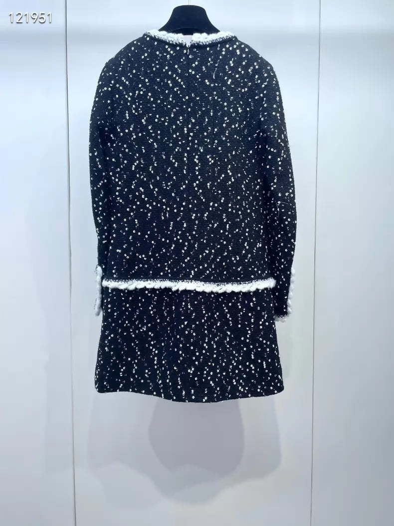 Chanel 23K black sequined tweed dress