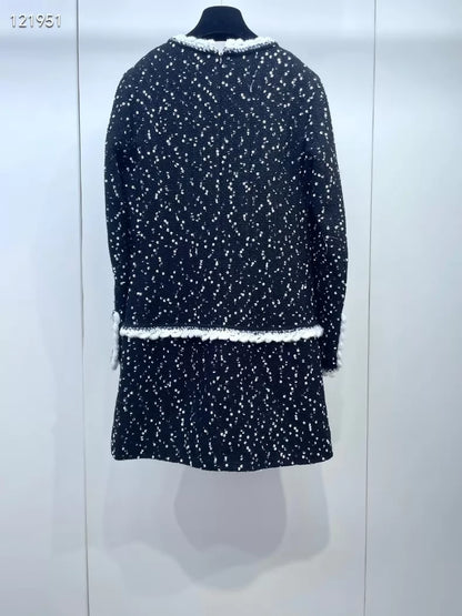 Chanel 23K black sequined tweed dress